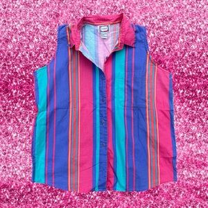 OshKosh B'gosh Pink and Blue Striped Button Down Shirt